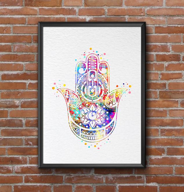 Dignovel Studios Unframed Hamsa Hand Meditation Peace Love Symbol Sign Blessings Protection Watercolor Art Print Wall Art Poster Home Decor Hanging DN060 - Image 7