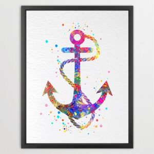 Dignovel Studios Unframed Anchor Nature Peace Love Ocean Coast Ship Boat Watercolor Art Print Wall Art Poster Home Decor Hanging DN061