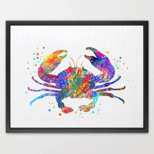 Dignovel Studios Unframed Crab Sea Life Ocean Coast Animal Wildlife Nature Peace Love Watercolor Art Print Wall Art Poster Home Decor Hanging DN071