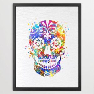 Dignovel Studios Unframed Sugar Skull Day of the Dead Spiritual Soul Beloved Watercolor Art Print Wall Art Poster Home Decor Hanging DN072