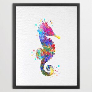 Dignovel Studios Unframed Seahorse Sea Life Ocean Animal Nature Aquarium Exploration Watercolor Art Print Wall Art Poster Home Decor Hanging DN083