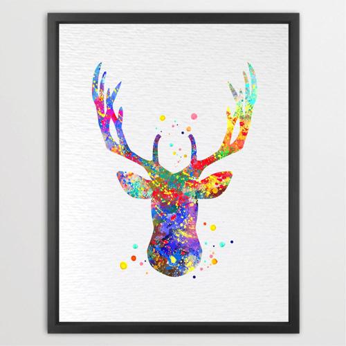 Dignovel Studios Unframed Deer Stag Antler Wildlife Animal Nature Peace Watercolor Art Print Wall Art Poster Home Decor Hanging DN088