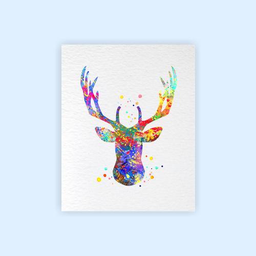 Dignovel Studios Unframed Deer Stag Antler Wildlife Animal Nature Peace Watercolor Art Print Wall Art Poster Home Decor Hanging DN088 - Image 2