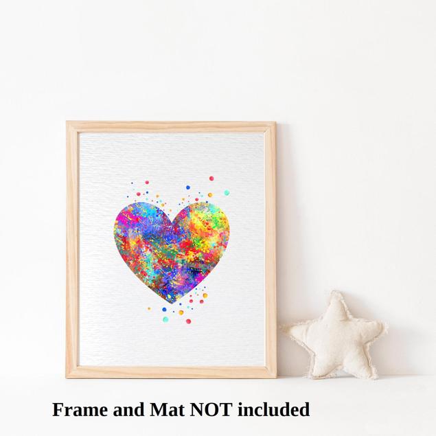 Dignovel Studios Unframed Heart Valentine's day Love Symbol Sign Peace Family Watercolor Art Print Wall Art Poster Home Decor Hanging DN098 - Image 3