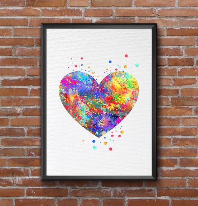 Dignovel Studios Unframed Heart Valentine's day Love Symbol Sign Peace Family Watercolor Art Print Wall Art Poster Home Decor Hanging DN098 - Image 7