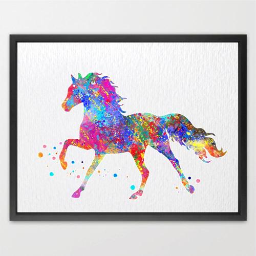 Dignovel Studios Unframed Horse Wildlife Animal Watercolor Art Print Wall Art Poster Home Decor Hanging DN104
