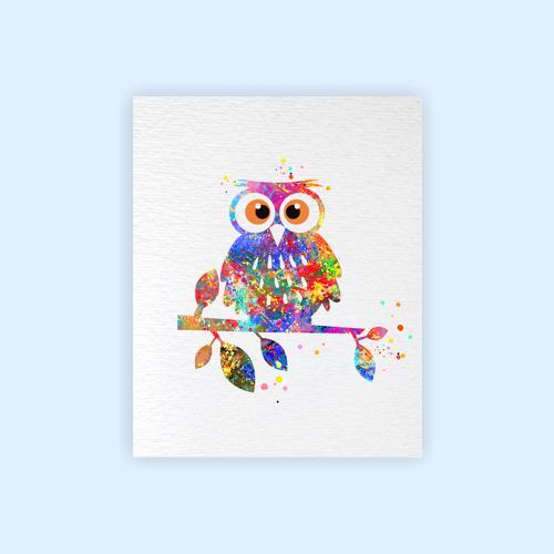 Dignovel Studios Unframed Owl Wildlife Animal Bird Evening Night Watercolor Art Print Wall Art Poster Home Decor Hanging DN105 - Image 2
