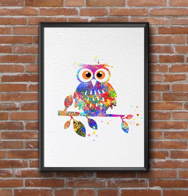 Dignovel Studios Unframed Owl Wildlife Animal Bird Evening Night Watercolor Art Print Wall Art Poster Home Decor Hanging DN105 - Image 7