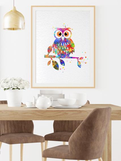 Dignovel Studios Unframed Owl Wildlife Animal Bird Evening Night Watercolor Art Print Wall Art Poster Home Decor Hanging DN105 - Image 8