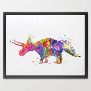 Dignovel Studios Unframed Triceratops Dinosaur Print Watercolor Painting Print For Kids Children's Decor Home Decor N110 Watercolor Art Print Wall Art Poster Home Decor Hanging DN110