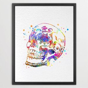 Dignovel Studios Unframed Sugar Skull Day of the Dead Watercolor illustrations Print Poster Giclee Decor Home Decor N111 Watercolor Art Print Wall Art Poster Home Decor Hanging DN111