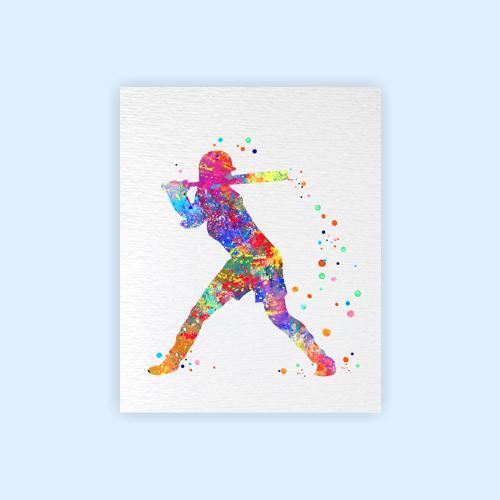 Dignovel Studios Unframed Baseball Softball Player Sports Print Watercolor Print Girl's softball Softball illustration Softball Poster Softball Watercolor N137 Watercolor Art Print Wall Art Poster Home Decor Hanging DN137 - Image 2
