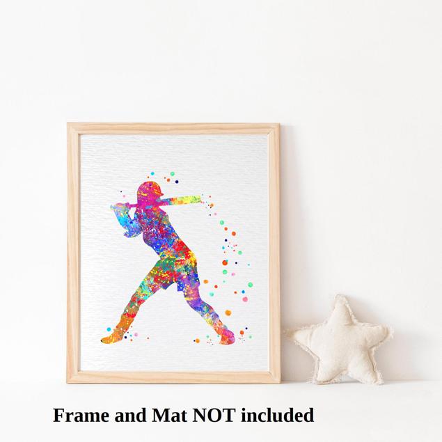 Dignovel Studios Unframed Baseball Softball Player Sports Print Watercolor Print Girl's softball Softball illustration Softball Poster Softball Watercolor N137 Watercolor Art Print Wall Art Poster Home Decor Hanging DN137 - Image 3