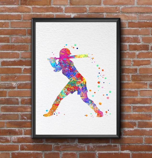 Dignovel Studios Unframed Baseball Softball Player Sports Print Watercolor Print Girl's softball Softball illustration Softball Poster Softball Watercolor N137 Watercolor Art Print Wall Art Poster Home Decor Hanging DN137 - Image 7