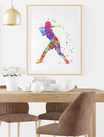 Dignovel Studios Unframed Baseball Softball Player Sports Print Watercolor Print Girl's softball Softball illustration Softball Poster Softball Watercolor N137 Watercolor Art Print Wall Art Poster Home Decor Hanging DN137 - Image 8