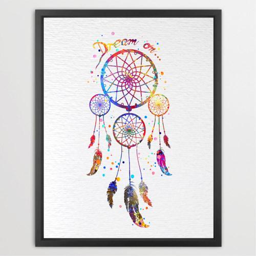 Dignovel Studios Unframed Dreamcatcher Watercolor Print Kids Nursery decor Poster Home Decor print N138 Watercolor Art Print Wall Art Poster Home Decor Hanging DN138