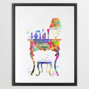 Dignovel Studios Unframed Dressing Room Vanity Desk Table Girls Room N140 Watercolor Art Print Wall Art Poster Home Decor Hanging DN140