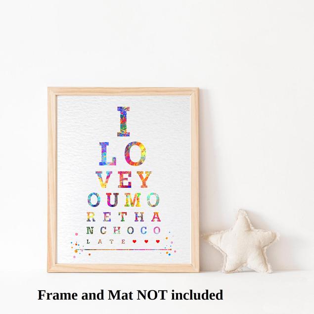 Dignovel Studios Unframed Eye chart I love you more than chocolate watercolor Print Typography print Quote poster Home Decor Inspirational N144 Watercolor Art Print Wall Art Poster Home Decor Hanging DN144 - Image 3