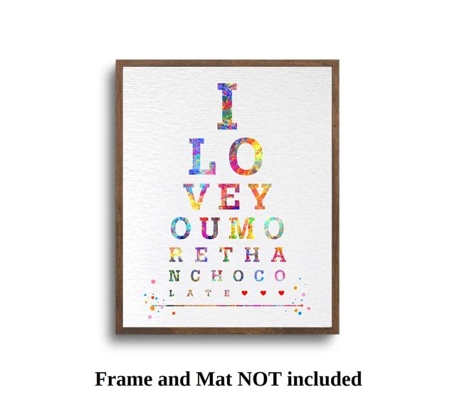 Dignovel Studios Unframed Eye chart I love you more than chocolate watercolor Print Typography print Quote poster Home Decor Inspirational N144 Watercolor Art Print Wall Art Poster Home Decor Hanging DN144 - Image 5