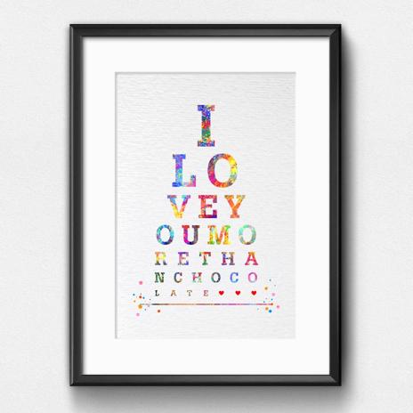 Dignovel Studios Unframed Eye chart I love you more than chocolate watercolor Print Typography print Quote poster Home Decor Inspirational N144 Watercolor Art Print Wall Art Poster Home Decor Hanging DN144 - Image 6