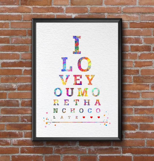 Dignovel Studios Unframed Eye chart I love you more than chocolate watercolor Print Typography print Quote poster Home Decor Inspirational N144 Watercolor Art Print Wall Art Poster Home Decor Hanging DN144 - Image 7