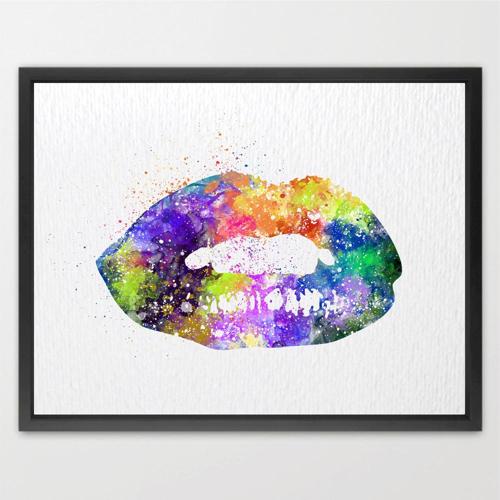 Dignovel Studios Unframed Lip Watercolor illustration Print Nursery decor Kids Print Home decor Poster fitting room fasion N188 Watercolor Art Print Wall Art Poster Home Decor Hanging DN188