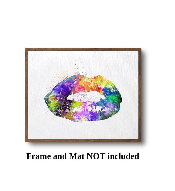 Dignovel Studios Unframed Lip Watercolor illustration Print Nursery decor Kids Print Home decor Poster fitting room fasion N188 Watercolor Art Print Wall Art Poster Home Decor Hanging DN188 - Image 3