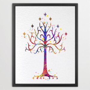 Dignovel Studios Unframed White Tree of Gondor LOTR Watercolor Print Poster Decor Geek Poster N195 Watercolor Art Print Wall Art Poster Home Decor Hanging DN195