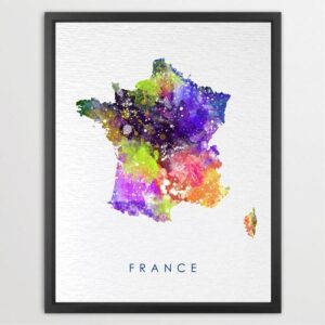 Dignovel Studios Unframed France Map Watercolor illustrations Print Poster Giclee Decor Home Decor world map print N206 Watercolor Art Print Wall Art Poster Home Decor Hanging DN206