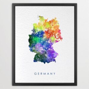 Dignovel Studios Unframed Germany Map Watercolor illustrations Print Poster Giclee Decor Home Decor world map print N208 Watercolor Art Print Wall Art Poster Home Decor Hanging DN208