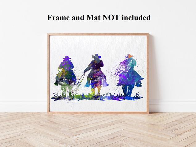 Dignovel Studios Unframed Three Cowboys Print Watercolor Painting Print For Kids Children's Nursery Decor Home Decor N209 Watercolor Art Print Wall Art Poster Home Decor Hanging DN209 - Image 4