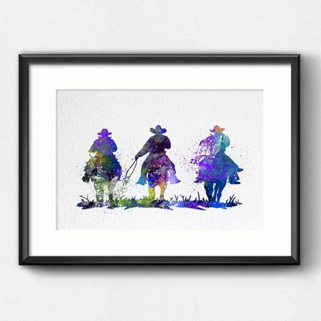 Dignovel Studios Unframed Three Cowboys Print Watercolor Painting Print For Kids Children's Nursery Decor Home Decor N209 Watercolor Art Print Wall Art Poster Home Decor Hanging DN209 - Image 6
