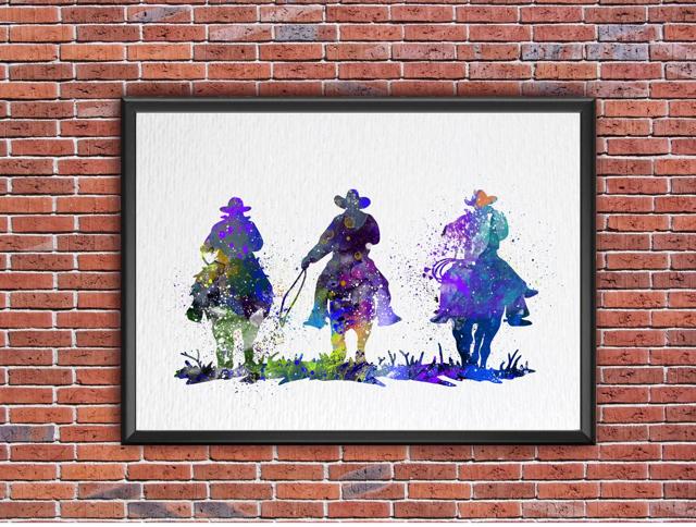 Dignovel Studios Unframed Three Cowboys Print Watercolor Painting Print For Kids Children's Nursery Decor Home Decor N209 Watercolor Art Print Wall Art Poster Home Decor Hanging DN209 - Image 7