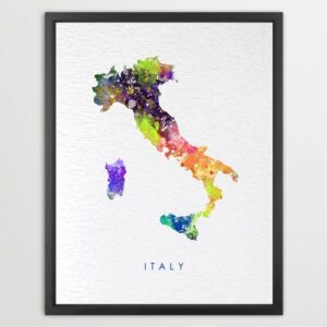 Dignovel Studios Unframed Italy Map world map kids home nursery print children's room playroom N222 Watercolor Art Print Wall Art Poster Home Decor Hanging DN222
