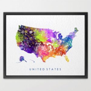 Dignovel Studios Unframed USA Map world map kids home nursery print children's room playroom N223 Watercolor Art Print Wall Art Poster Home Decor Hanging DN223