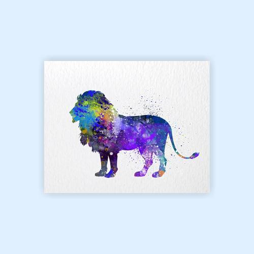 Dignovel Studios Unframed Lion Blue Safari Animal Africa Wildlife Nature Exploration N243 Watercolor Art Print Wall Art Poster Home Decor Hanging DN243 - Image 2