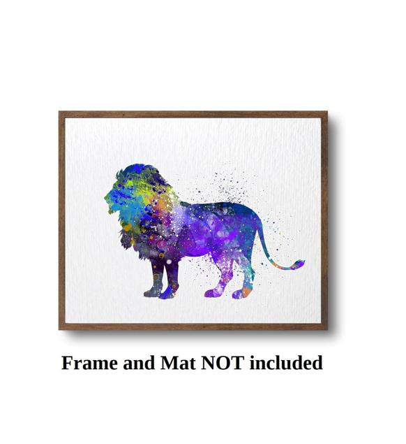 Dignovel Studios Unframed Lion Blue Safari Animal Africa Wildlife Nature Exploration N243 Watercolor Art Print Wall Art Poster Home Decor Hanging DN243 - Image 3