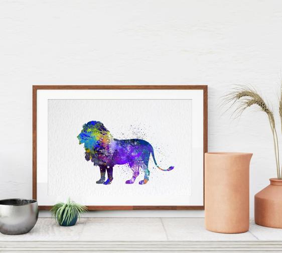 Dignovel Studios Unframed Lion Blue Safari Animal Africa Wildlife Nature Exploration N243 Watercolor Art Print Wall Art Poster Home Decor Hanging DN243 - Image 8