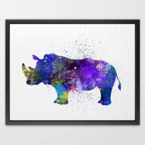 Dignovel Studios Unframed Rino Watercolor illustration Print Nursery Kids Print Fantasy Animal print N246 Watercolor Art Print Wall Art Poster Home Decor Hanging DN246