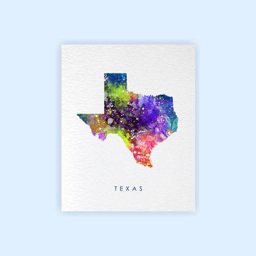 Dignovel Studios Unframed Texas State Map United States Map Education N255 Watercolor Art Print Wall Art Poster Home Decor Hanging DN255 - Image 2