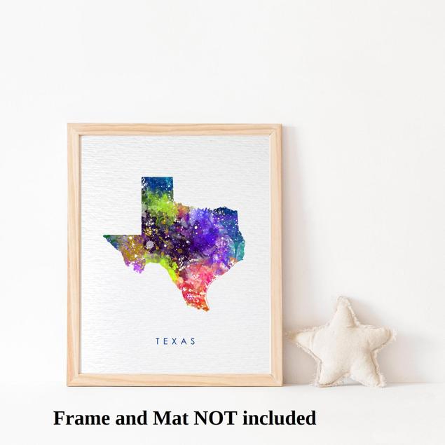 Dignovel Studios Unframed Texas State Map United States Map Education N255 Watercolor Art Print Wall Art Poster Home Decor Hanging DN255 - Image 3