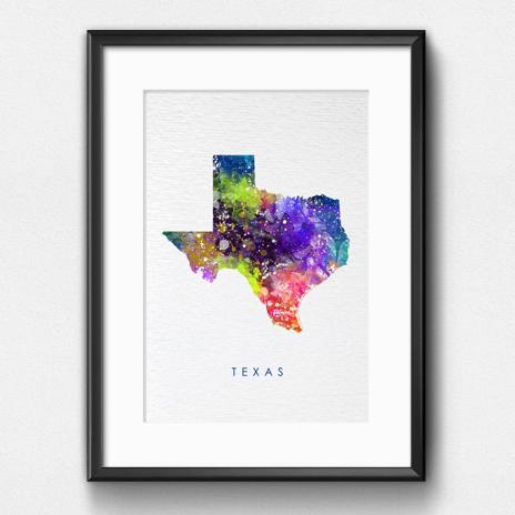 Dignovel Studios Unframed Texas State Map United States Map Education N255 Watercolor Art Print Wall Art Poster Home Decor Hanging DN255 - Image 6
