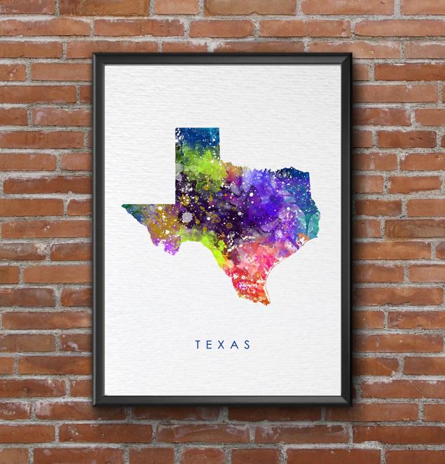 Dignovel Studios Unframed Texas State Map United States Map Education N255 Watercolor Art Print Wall Art Poster Home Decor Hanging DN255 - Image 7
