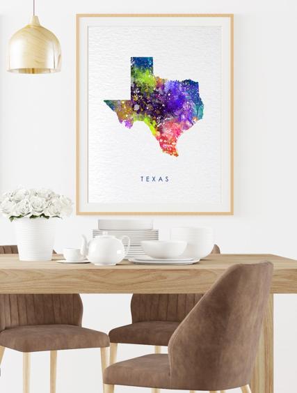 Dignovel Studios Unframed Texas State Map United States Map Education N255 Watercolor Art Print Wall Art Poster Home Decor Hanging DN255 - Image 8