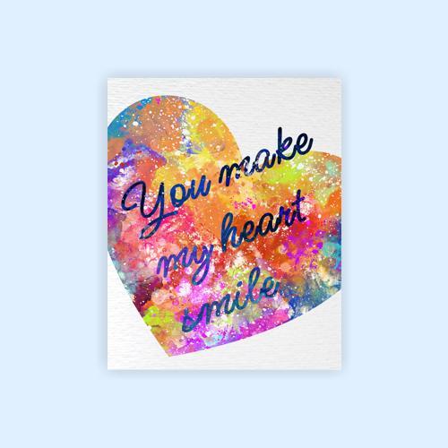 Dignovel Studios Unframed You Make my Heart Smile Heart Quotes Love Peace N262 Watercolor Art Print Wall Art Poster Home Decor Hanging DN262 - Image 2