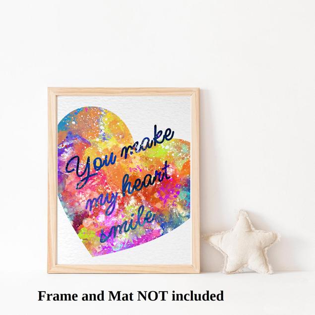 Dignovel Studios Unframed You Make my Heart Smile Heart Quotes Love Peace N262 Watercolor Art Print Wall Art Poster Home Decor Hanging DN262 - Image 3