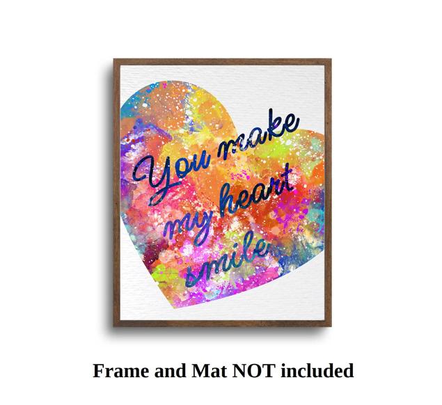 Dignovel Studios Unframed You Make my Heart Smile Heart Quotes Love Peace N262 Watercolor Art Print Wall Art Poster Home Decor Hanging DN262 - Image 5