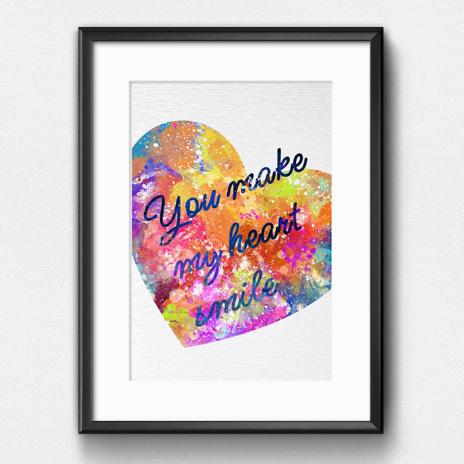 Dignovel Studios Unframed You Make my Heart Smile Heart Quotes Love Peace N262 Watercolor Art Print Wall Art Poster Home Decor Hanging DN262 - Image 6