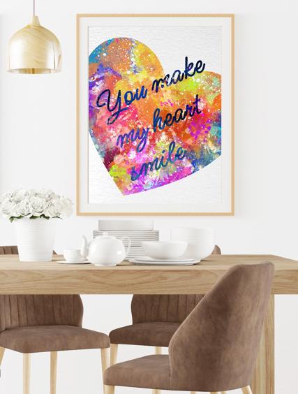 Dignovel Studios Unframed You Make my Heart Smile Heart Quotes Love Peace N262 Watercolor Art Print Wall Art Poster Home Decor Hanging DN262 - Image 8