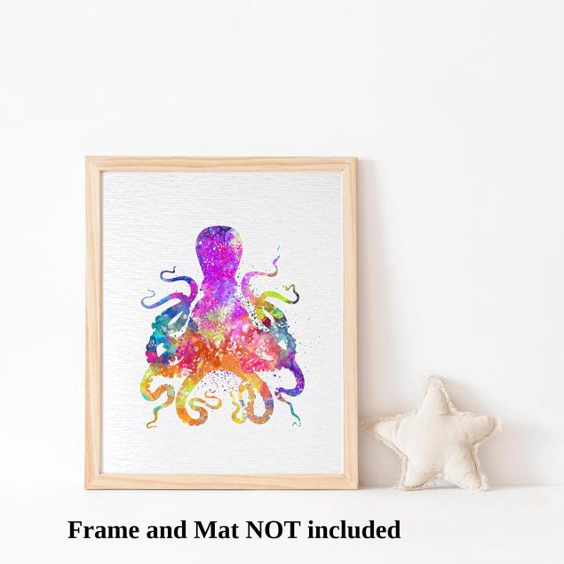 Dignovel Studios Unframed Octopus Pink Sea Life N263 Watercolor Art Print Wall Art Poster Home Decor Hanging DN263 - Image 3